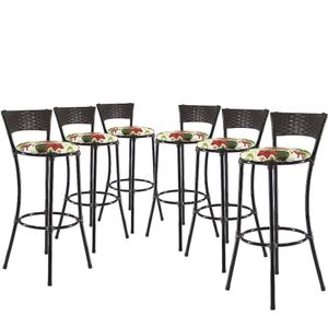Kit 6 Banquetas Alta Forts Fibra Uv Bancada, área Goumert, Bar, Piscina, Balcão, Floral Vermelho