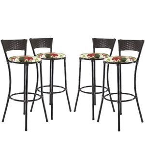 Kit Com 4 Banquetas Alta Forts Fibra Uv Bancada, área Goumert, Bar, Piscina, Balcão, Vermelho Floral
