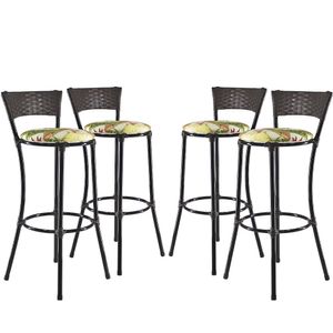 Kit 4 Banquetas Alta Forts Fibra Uv Bancada, área Goumert, Bar, Piscina, Balcão, Floral Verde
