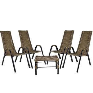 Jogo Com 4 Cadeiras E Mesa De Centro Canadá Pequi