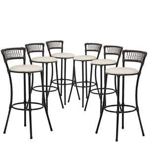 Kit Com 6 Banquetas Altas Forts Fibra Uv Bancada, área Goumert, Bar, Piscina, Balcão, Floral Gelo