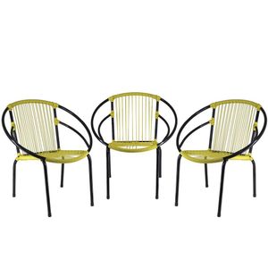 Conjunto Com 3 Cadeiras Eclipse De área Amarelo