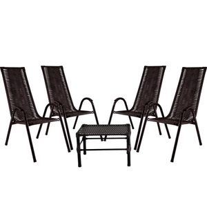 Conjunto Com 4 Cadeiras E Mesa De Centro Canadá Cor Tabaco