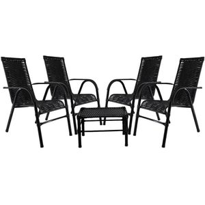 Conjunto Com 4 Cadeiras E Mesa De Centro Bela Preto