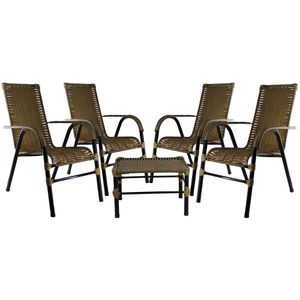 Jogo Com 4 Cadeiras E Mesa De Centro Bela Pequi