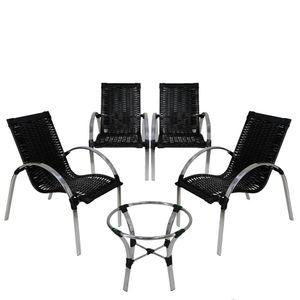4 Cadeiras Mesa De Centro Em Garden Em Alumínio Preta
