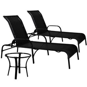Kit 2 Espreguiçadeiras Mesa De Centro Havaí Preto