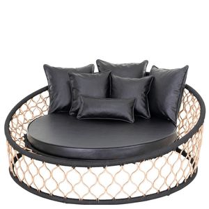1 Chaise Com Almofadas Em Alumínio Bronze Corda Náutica