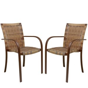 2 Cadeiras Ascoli Cor Cappuccino, Alumínio Pintura Eletrostática Marrom, área Interna E Externa