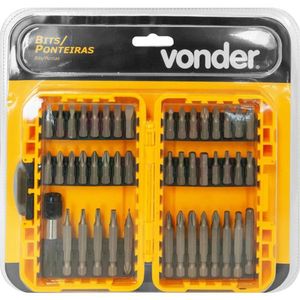 Jogo Bits Ponteiras Crv Com 46 Peças Enc 1/4" Vonder