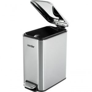 Lixeira Retangular 5 Litros Inox Cinza Vonder
