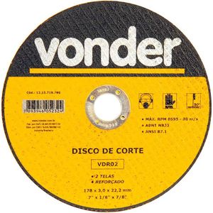 Disco De Corte 177,8X3,0X22,22 2 Telas Para Aço Carbono Vdr0