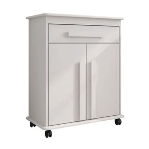 Armário Balcão Multiuso 2 Portas 1 Gaveta Com Rodízios Chile Branco Rv Móveis Branco