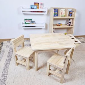 Mesa Com 2 Cadeiras Infantil Alecrim 50a X 84l X 55p Cor Natural