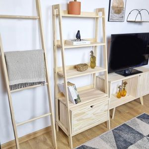 Conjunto Estante Pipa Com Nicho Com Porta Cor Natural
