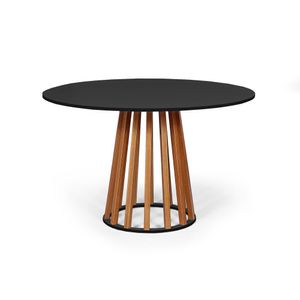 Mesa De Jantar RedondaLugares 90cm Em MdfMadeira Maciça Gabi PretaStraub Web