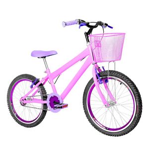 Bicicleta Infantil Feminina Aro 20 Aero + Kit Premium Cor Rosa E Violeta