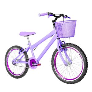 Bicicleta Infantil Feminina Aro 20 Aero + Kit Proteção Cor Lilás E Violeta