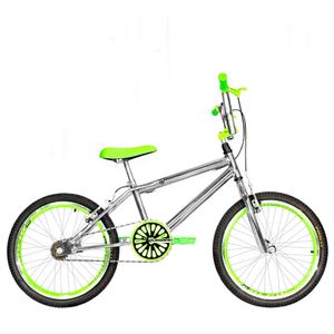 Bicicleta Infantil Masculina Aro 20 Cross Cromada e Verde