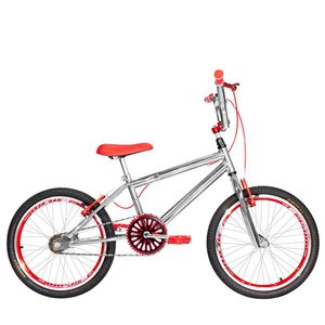 Bicicleta Infantil Masculina Aro 20 Cross Cromada e Vermelha