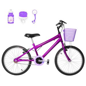 Bicicleta Infantil Feminina Aro 20 Natural+Kit Passeio