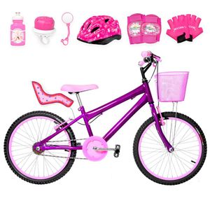 Bicicleta Infantil Feminina Aro 20+Kit Premium Violeta