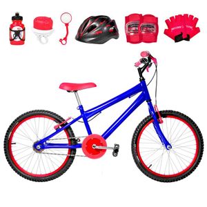 Bicicleta Infantil Masculina Aro 20+Kit Proteção Azul