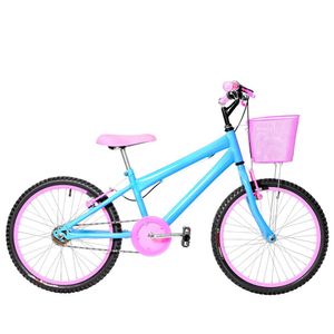 Bicicleta Infantil Feminina Aro 20 Azul Claro e Rosa