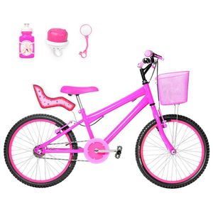 Bicicleta Infantil Feminina Aro 20+Kit Passeio e Cadeirinha