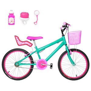 Bicicleta Infantil Feminina Aro 20+Kit Passeio e Cadeirinha