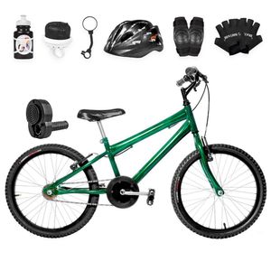 Bicicleta Infantil Masculina Aro 20+Kit Premium Verde Escuro