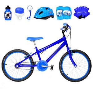 Bicicleta Infantil Masculina Aro 20+Kit Proteção Azul