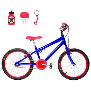 Bicicleta Infantil Masculina Aro 20+Kit Passeio Azul
