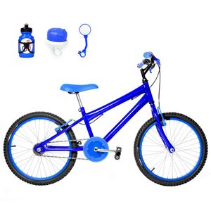 Bicicleta Infantil Masculina Aro 20+Kit Passeio Azul