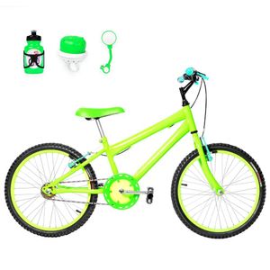 Bicicleta Infantil Masculina Aro 20+Kit Passeio Verde Claro