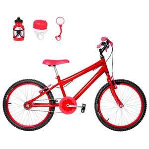 Bicicleta Infantil Masculina Aro 20+Kit Passeio Vermelha