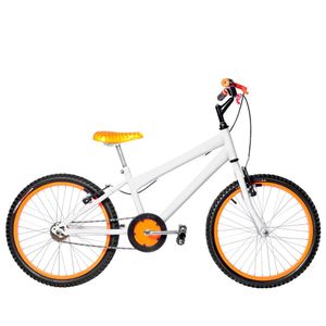 Bicicleta Infantil Masculina Aro 20 Branca e Laranja