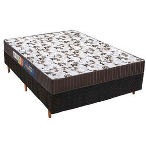 Cama Box Casal: Colchão Espuma Polar D45 Pérola Fort Black + Base Crc Rústico Black(138x188)