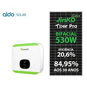 Gerador De Energia Solar Growatt Sem Estrutura Gf 5,3kwp Jinko Bifacial Tiger Pro 530w Min 5kw 220v