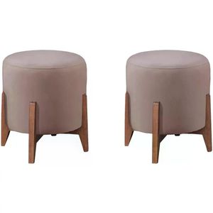 Kit 2 Puf Puff Para Sala Lhor Veludo Rose Rm Rose