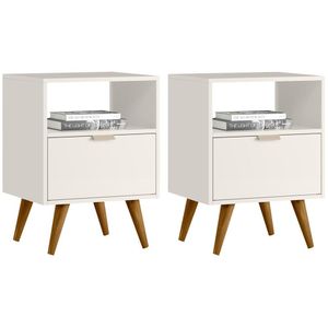 Kit 2 Mesas De Cabeceira Com 1 Gaveta 14050 Off White Crista