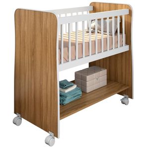 Mini Berço Com Rodizios 3050 Nature Branco Plla Nature Branco