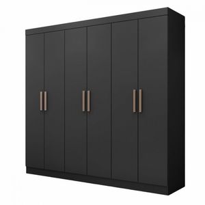 Guarda Roupa De Casal Paris 6 Portas Mdp Preto Fosco Maxel Preto Fosco