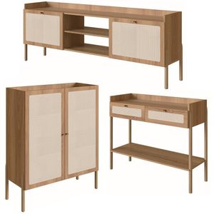 Conjunto Para Sala 3 Peças Palhinha Oslo Hanover Artesano
