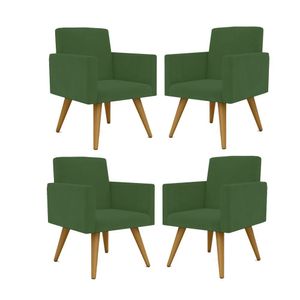 Kit 04 Poltronas Decorativa Nina Recepção verde