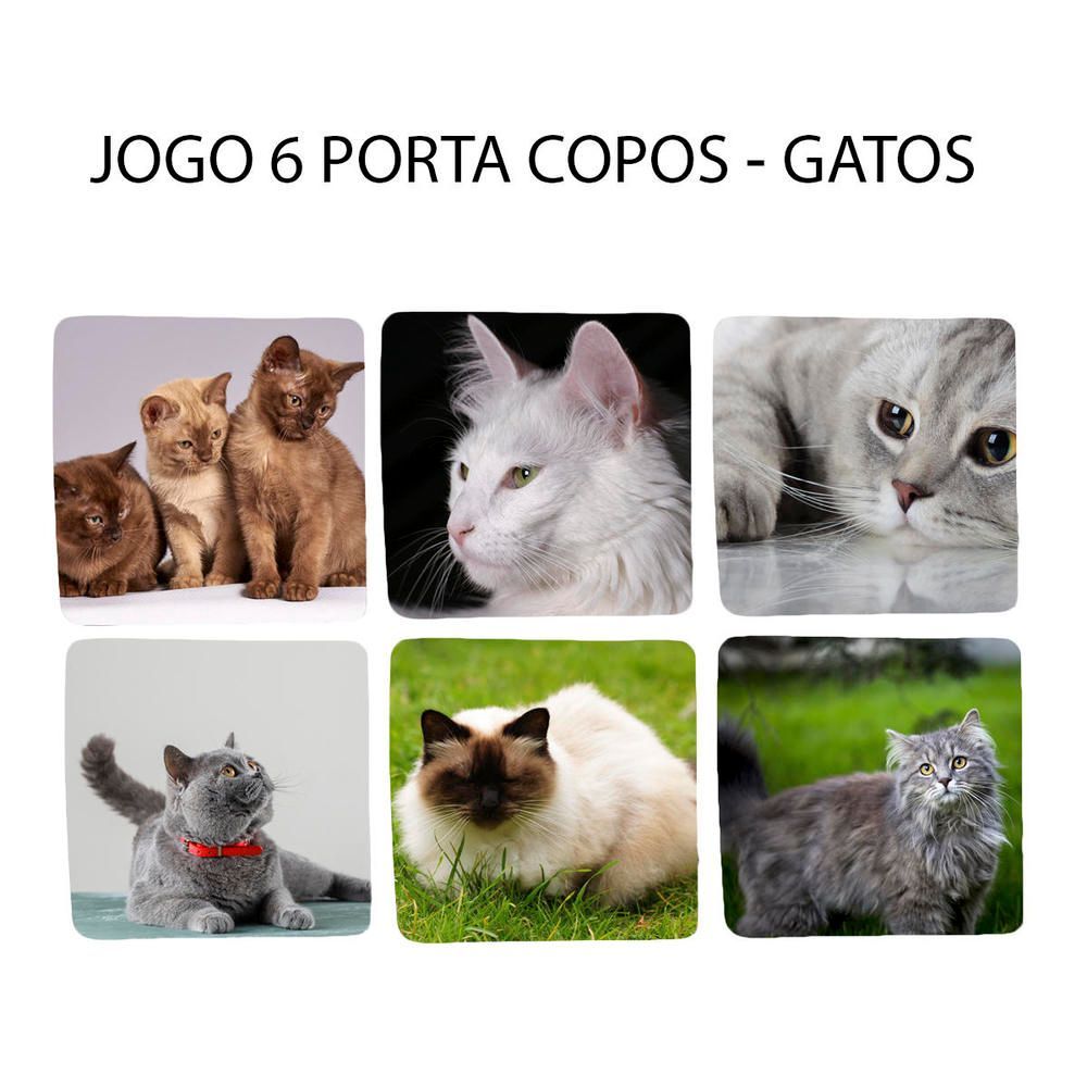 Jogo 8 Apoio De Chopp Linha Cat Presente Para Amantes De Gatos Redondo