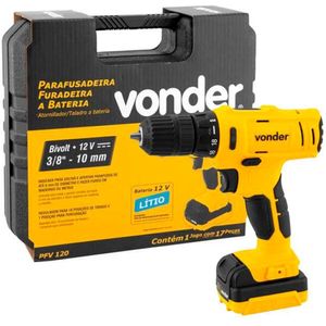 Parafusadeira E Furadeira Pfv120 A Bateria 17 Peças Vonder