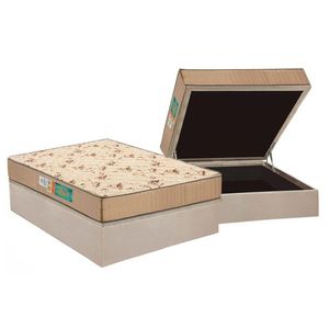 Cama Box Baú Casal: Colchão Espuma Polar D33 Pérola + Base Crc Suede Clean(138x188)