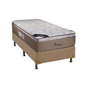 Cama Box Solteiro: Colchão Molas Luckspuma Platinum NewBase Suede Clean(88x188)