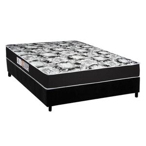 Cama Box Casal: Colchão Espuma Luckspuma D45 Gran Luck Pro + Base Crc Suede Black(138x188)